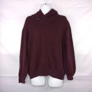 Weatherproof Sweater Men Large Vintage Shawl Collar Sweatshirt Maroon